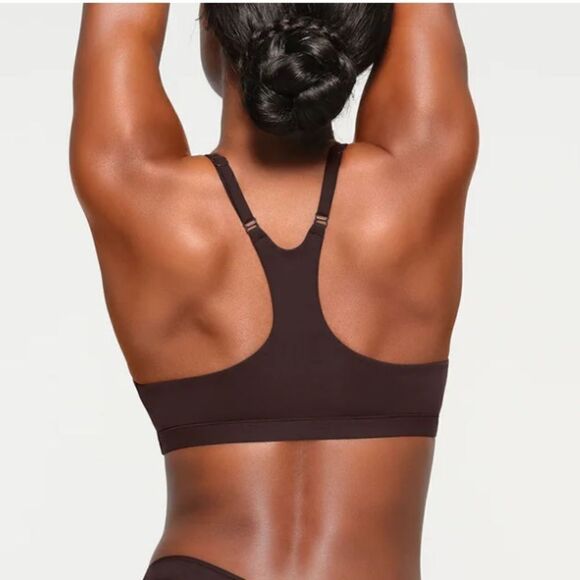 NWT SKIMS Fits Everybody Racerback Bralette In Espresso Brown Sport Bra - Picture 3 of 7